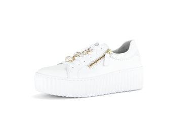 Gabor Damen Low-Top Sneaker, Frauen Halbschuhe,Best Fitting,Turnschuhe,Laufschuhe,schnürschuhe,schnürer,Sportschuhe,Weiss (Gold),39 EU / 6 UK im Sale